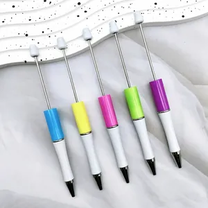 Set of colorful DIY beadable plastic ballpoint pens for handcrafting
