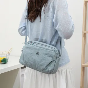 Bolso Bandolera Mini para Mujer Ligero de Poliéster para Móvil Doble Compartimento Bolso de Hombro Cuadrado Pequeño Casual Diario