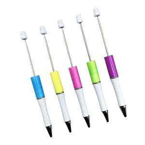 Set of 5 colorful beadable ballpoint pens for DIY handmade jewelry crafting projects