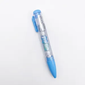 Niedlicher Gelschreiber mit blauen Tier-Zierperlen in einem transparenten Schaft