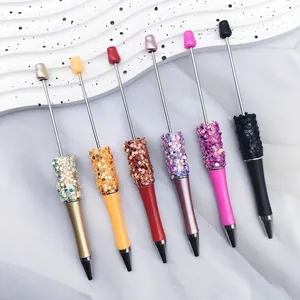 6-color set of DIY glitter beadable pens with star sequins for creative crafting