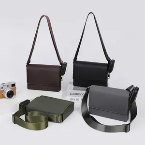 Bolso de Hombro de Cuero PU Minimalista para Mujer Color Sólido Relieve de Sarga Bolso Cuadrado Bandolera Con Mini Monedero