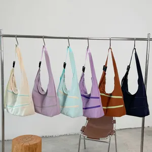 Women Retro Hobo Shoulder Bag Large Capacity Polyester Cotton Fabric Tote Bag Urban Minimalist Multi-Zipper Fashion Handbag