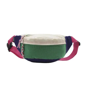 Vibrant dopamine style multi-color lightweight chest bag with adjustable strap.
