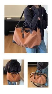 Large capacity brown travel tote bag with adjustable shoulder strap and handles