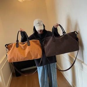 Sac de Voyage en Cuir PU Imperméable Grande Capacité Sac de Weekend Business Casual avec Bandoulière pour Hommes et Femmes