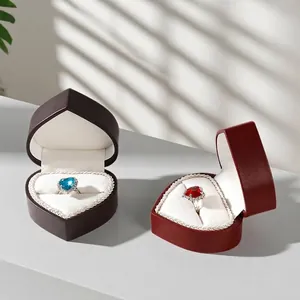 Herzförmiges Schmuckkästchen PU-Leder Beflockung Innen Für Ring Ohrring Anhänger Hochzeit Heiratsantrag Geschenk Verpackung