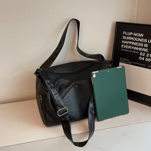 Borsa da palestra intrecciata nera con grande capacità per viaggi e fitness quotidiano