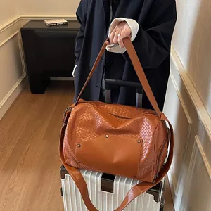 Elegante borsa da palestra in tessuto marrone grande capacità per viaggi e fitness