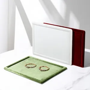 Premium velvet jewelry display trays with rounded edges for professional store display