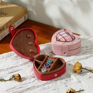 Romantic heart-shaped jewelry ring box with soft velvet lining for gift storage