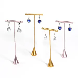 Set aus T-förmigen Metall-Schmuckständer für Ohrringe in Gold und Roségold-Optik