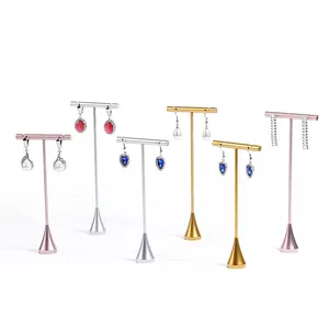 Premium Metall T-Ohrring-Displayständer Set in Gold, Silber und elegantem Roségold.