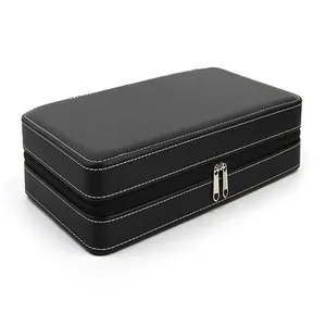 Große Schmuckschatulle in Schwarz mit Doppelreißverschluss für Ringe und Anhänger.