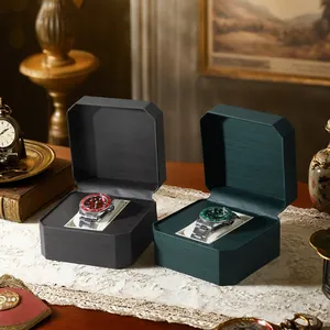 Premium vintage octagonal wooden watch box with flip lid for luxury watch collection storage