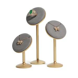 Professional gold and gray velvet jewelry display stands for necklaces and rings