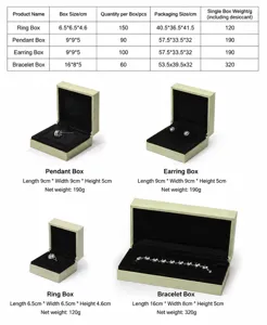 Suede jewelry organizer box specifications for rings, pendants and bracelets.