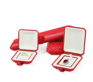 Elegant red retro jewelry storage boxes featuring button closures and soft velvet interiors