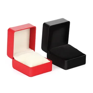 Premium PU leather watch gift boxes with flip top design in red and black colors