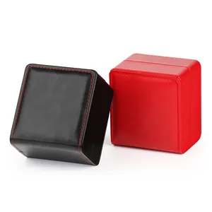 Premium PU leather square watch boxes with flip lids for storage and gifts