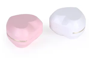 Elegant heart-shaped LED jewelry ring boxes in pink and white for romantic proposals.