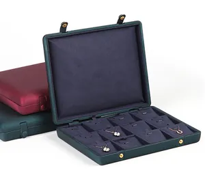 Interior detail view of a large capacity jewelry storage box with emerald green finish
