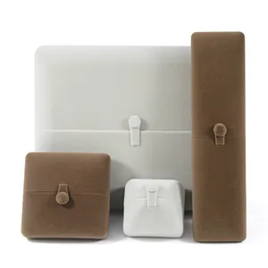 Set of premium velvet jewelry storage and packaging boxes for rings, necklaces, and pendants