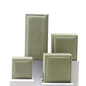 Elegante juego de cajas de gamuza verde salvia para joyas, anillos y colgantes de regalo