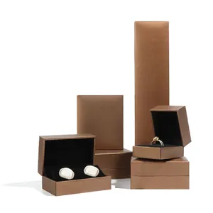 Premium bronze metallic textured jewelry boxes set for rings earrings and pendants