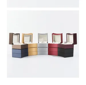 Premium brushed PU leather ring boxes in multiple colors for luxury jewelry storage