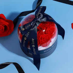 Elegante runde Rosen-Schmuck-Geschenkbox mit Forever Love Band für den Valentinstag