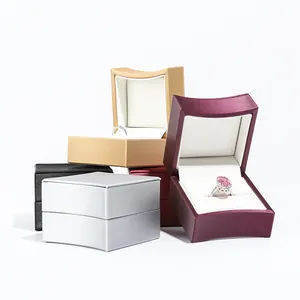 Luxury brushed PU leather jewelry boxes for rings and earrings in multiple colors