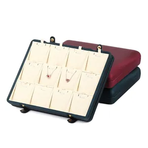 Large capacity jewelry display tray and storage box for pendants and rings with double snaps