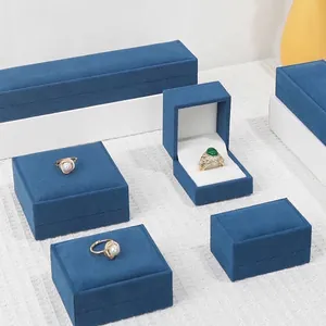 Elegant Velvet Jewelry Box For Ring Earring Pendant Bracelet Bangle Storage Case Flocking Display Organizer Gift Case