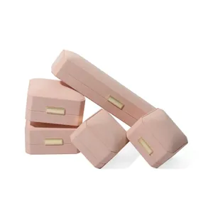 Elegant pink velvet octagonal jewelry gift box set for rings and necklaces display