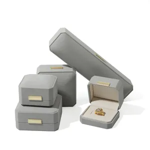Elegant gray octagonal jewelry packaging gift box set for rings pendants and bracelets