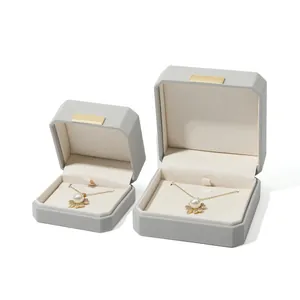 Elegant grey octagonal jewelry packaging boxes for necklace and pendant display
