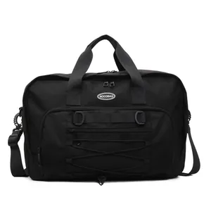 Large black functional travel duffel bag for men with shoulder strap and NOCOBAG logo