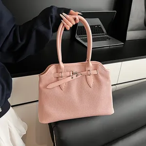 Retro Plissee PU Leder Handtasche Für Damen Große Kapazität Niche Tote Schultertasche Mit Schnalle Umhängetasche Arbeit Alltag