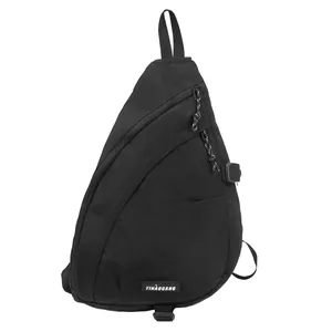 Schwarze, einfarbige Umhängetasche für Herren und Damen im minimalistischen Retro-Stil
