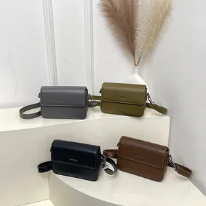 Stylish minimalist square crossbody bag for women featuring four vintage textured colors