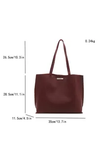 Dimensions du sac fourre-tout en cuir bordeaux pour femme, largeur 35cm et poids 0,24kg