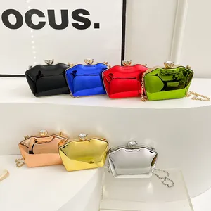 Modern candy-colored acrylic evening clutch bags with crystal clasp and chain strap