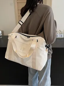 Elegante borsa da viaggio crema grande per donna, ideale per palestra, sport e weekend