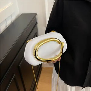 Acrylic Evening Bag For Women Cloud Shape Clutch With Golden Metal Handle Chain Strap Crossbody Bag Elegant Party Purse