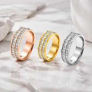 Trio of elegant titanium steel rings with full star cubic zirconia in three finishes.