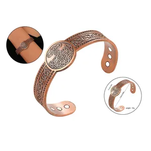 Vintage Zinklegierung Keltischer Knoten Magnetischer Offener Armreif Für Herren Verstellbar Retro Kupfer Farbe Schmuck