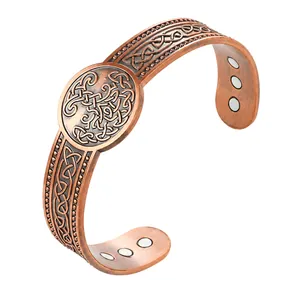 Antikes Kupferarmband mit keltischem Knoten und Magnettherapie für Herren, verstellbar