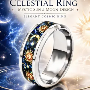 Vintage Stainless Steel Band Ring For Women Colorful Flower Butterfly Celestial Enamel Pattern Printed Fashion Finger Jewelry Gift