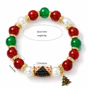 Christmas beaded bracelet with tree charm, 20cm circumference, 29g weight details